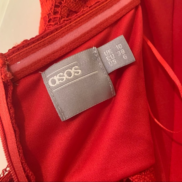 Asos Red Lace Strapless Dress - Picture 4 of 4